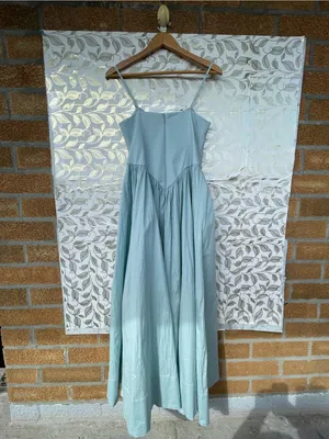 Hemant & Nandita Blue Cotton Strappy Dress Size S Boho Romantic Cottagecore NWT thumbnail 11
