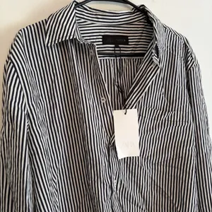 NWT Zara XS oversized Black White Striped Button Up Top‎ Long sleeve Collared thumbnail 2
