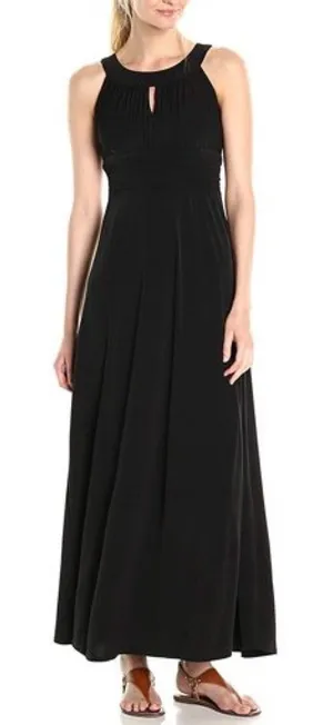 Sangria Black Halter Neck Sleeveless Maxi Dress Size 14 XL Formal Evening Gown thumbnail 1