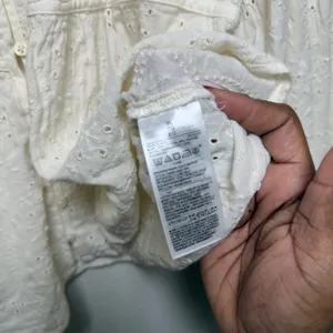 Old Navy Women Cotton Roma Blouse XL White Eyelet Embroidered Balloon Cottage thumbnail 8