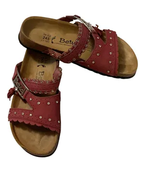 Betula by Birkenstock Krystle Rhinestone Tassel Red Sandals Slide EU 38 US 7 thumbnail 1