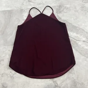 Ann Taylor Loft Women Tank Top Size Xsmall XS‎ Maroon Velour V Neck Cami Lined thumbnail 2