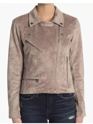 Blank NYC Taupe Suede Moto Jacket size Small $198 thumbnail 2