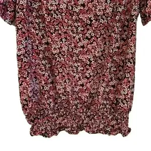 Michael Kors Women's Floral Print Blouse S Multicolor Ruffle Peplum Top thumbnail 6