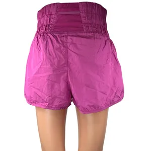 Free People FP Movement The Way Home Pink High Waist Smocked Athletic Shorts M thumbnail 3