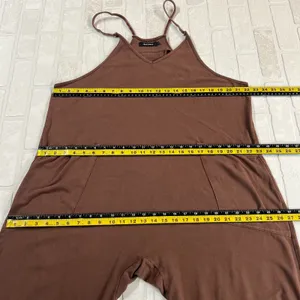 Automet Harem Jumpsuit Womens Large Brown One Piece Slouchy Cotton‎ Comfort L thumbnail 11