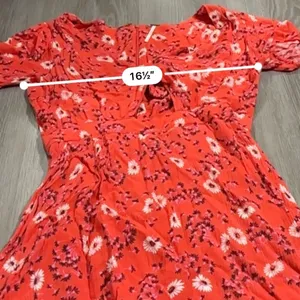 Free People Jinx Red & White Floral Print Cut Out Tie Front‎ Romper Dress Size 4 thumbnail 10