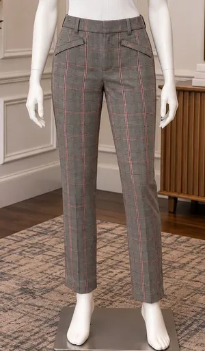 Gap Womens Pants Signature Skinny Ankle Glen Plaid Gray Red Size 4 thumbnail 1
