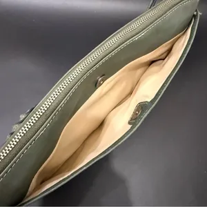 LUCKY BRAND Olive Green Genuine Leather Woven Strap Wristlet Mini Shoulder Bag thumbnail 7