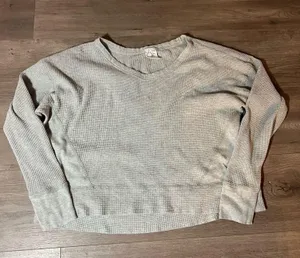 Aerie Top Offline Grey Waffle LongSleeve Small thumbnail 1