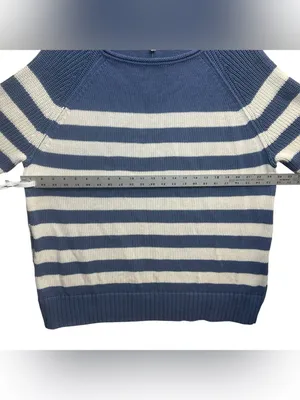 Aerie Women’s M Blue White Striped Knit Sweater Coastal Nautical NWT thumbnail 5