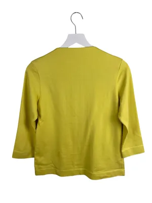 Kate Spade Saturday 3/4 Sleeve Slip Neck Top Size Medium Cotton Yellow Preppy thumbnail 2