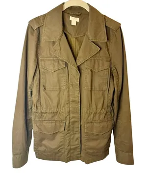 J. Crew Factory Women’s Size Small 100% Cotton Utility Safari Jacket Olive Green thumbnail 1