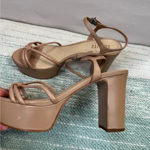 Schutz Kelsie Platform Sandals Womens 8.5 Beige Strappy Block Heel Ankle Strap thumbnail 8