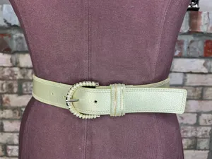 Nine west belt Genuine leather gold y2k small thumbnail 2
