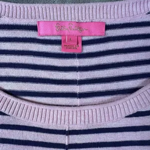 Lilly Pulitzer Melenie Cool-Max Sweater L Heathered Pink Tropics Stripe Nautical thumbnail 10