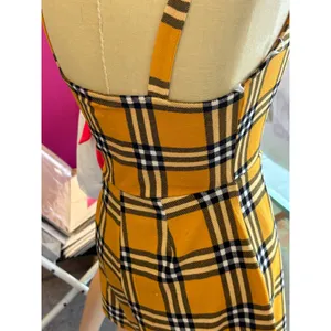 No‎ Boundaries Yellow Plaid Skort Romper O-Ring Straps Small 3-5 thumbnail 6