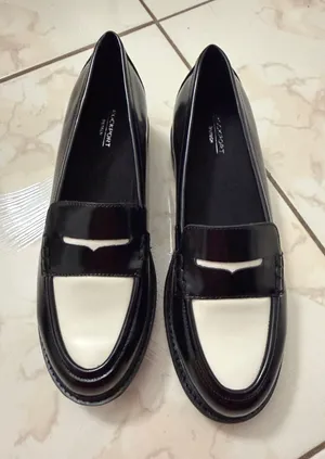 Rockport Black and White Patent Penny Loafers thumbnail 1