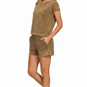 Zenana Premium Cotton‎ Washed Sleeveless Top & Shorts Set thumbnail 3