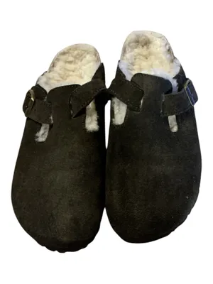 Birkenstock Boston Black Suede Shearling-Lined Clogs - Size 40 thumbnail 2
