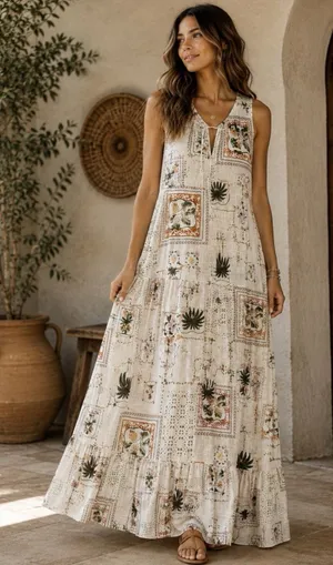 Paper Heart Australia Tropical Maxi Dress Sz L Boho Beach thumbnail 1