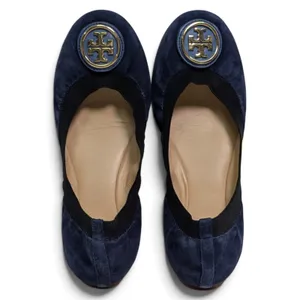 Tory Burch Caroline 2 Soho Lux Clare Blue Black Suede Ballet Flats US 8 Preowned thumbnail 5
