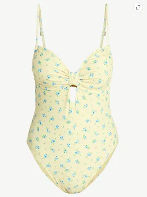 No Boundaries Yellow Floral One-Piece Swimsuit thumbnail 5