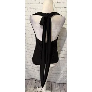 Fredericks of Hollywood Convertible black V-neck top with gathered ruching Large thumbnail 3