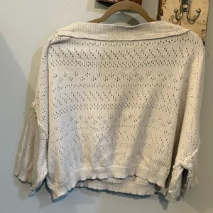Free People Sandcastle Crop Sweater in White thumbnail 4