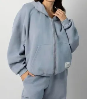 Comfrt Unisex Affirmation Collection Vol 9 Oversized Zip Up Hoodie XS Slate Blue thumbnail 1
