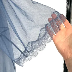Victoria's Secret Sheer Mesh Lace Kimono Robe Slate Blue Open Front M/L thumbnail 6