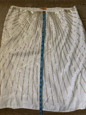 Tory Burch White Sequin Skirt Size 8 thumbnail 4