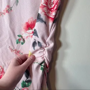 PinkBlush Pink Floral‎ Fitted Ruched Short Sleeve Maternity Dress Size S thumbnail 6