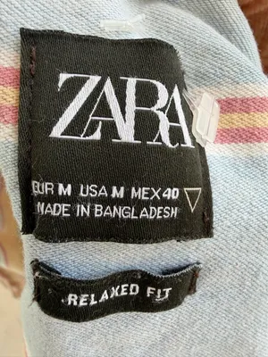 ZARA Striped Button-Down Shirt in Light Blue and Cream thumbnail 3
