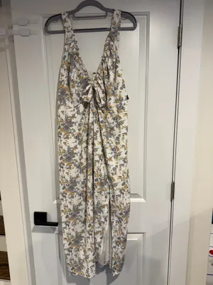 Abercrombie & Fitch Floral Tie Front Midi Dress Women's XL NWT Cottagecore thumbnail 4