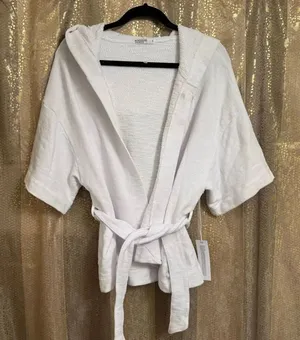 Stateside Women's White Hooded Soft Cotton Bath Robe Small NWT thumbnail 1