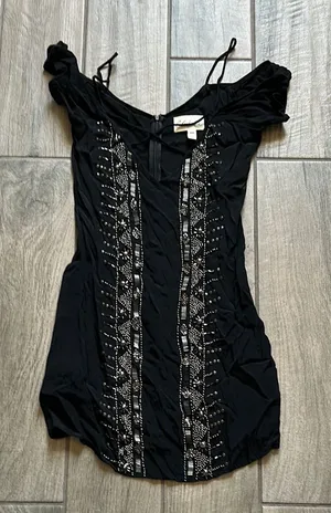 Cleobella Black Top with Silver Bead Details thumbnail 1