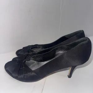 Butter For Diane B Satin Peep Toe Italian Black Minimalist Pumps‎ Heels Size 9 thumbnail 6