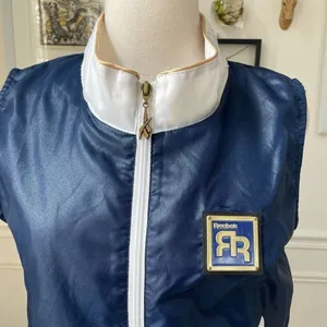 Vintage 90s Reebok Navy Blue Full Zip Vest Streetwear Unisex M thumbnail 3