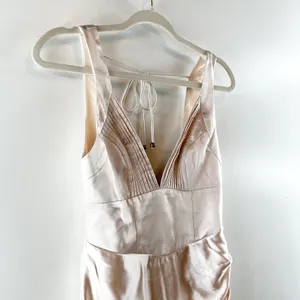 Hello Molly Rosebud Satin Plunge V Neck Mini Dress Champagne Gold 6 thumbnail 10