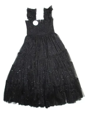 NWT Hill House Collector's Ellie Nap in Black Glitter Tulle Smocked Midi Dress M thumbnail 8