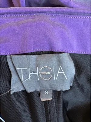 Theia Strapless Purple Evening Gown Dress Size 8 Ruched Bodice and Skirt thumbnail 5