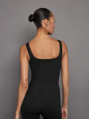 Carbon38 Black Ribbed Square-Neck Cropped Tank Top - Women thumbnail 6