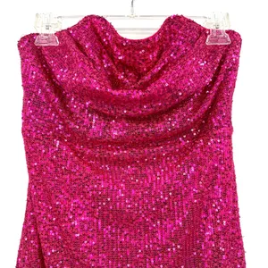 She +‎ Sky size Medium pink sequin sparkly strapless mini dress New with Tags thumbnail 4