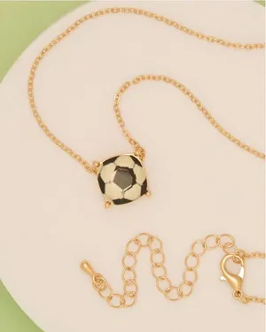 Gameday Cushion Cut Charm Pendant Necklace-Soccer thumbnail 1
