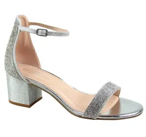 Forever 21 Silver open Toe Rhinestone‎ Ankle
Strap Buckle Low Chunky Heels thumbnail 1