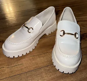 White chunky loafers thumbnail 1