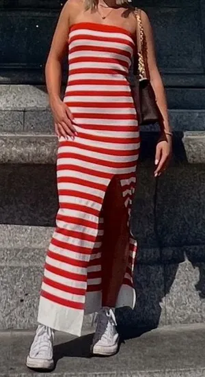 Boutique Red Striped Maxi Dress thumbnail 1