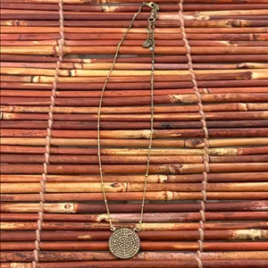 Lucky Brand Antiqued Brass Pave Crystal Disc Necklace 19”-21” thumbnail 5