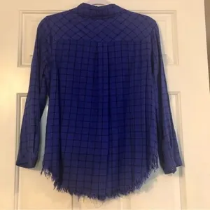 Westbound Blue and Black Plaid Long-sleeved Button-up Size PM thumbnail 4